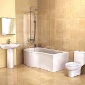 Garda P shaped shower bath, left hand, small 