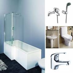 Beeston L Shaped Bathroom Suite - Shower Bath Package, Left Fitting 