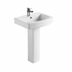 Sinoe Bold Square Basin and Pedestal - Single Tap Hole 