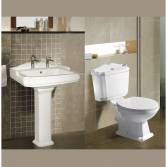Victoria Twin Tap Pedestal Basin and VictoriaToilet (White)  