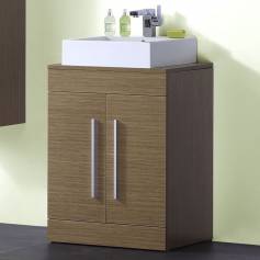 Redmond Oak 600mm Counter Top Basin Door Unit - Floor Standing 