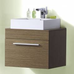 Redmond Oak 600mm Counter Top Basin Drawer Unit - Wall Mounted 