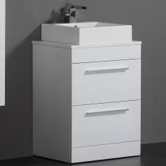 Newlands White 600mm Counter Top Basin Drawer Unit - Floor Standing  