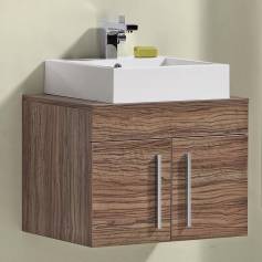 Delamere Light Walnut 600mm Counter Top Basin Door Unit - Wall Mounted  