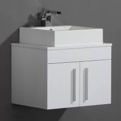 Newlands White 600mm Counter Top Basin Door Unit - Wall Mounted  