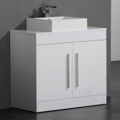 Newlands White 900mm Counter Top Basin Door Unit - Floor Standing  