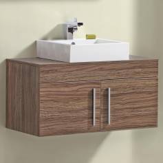 Delamere Light Walnut 900mm Counter Top Basin Door Unit - Wall Mounted  