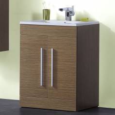 Redmond Oak Vanity Unit - 600mm Built In Basin Door Unit - Floor Standing 