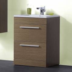 Redmond Oak Vanity Unit - 600mm Built In Basin Drawer Unit - Floor Standing 