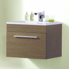 Redmond Oak Bathroom 600mm Built In Basin Drawer Unit - Wall Mounted 