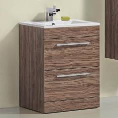 Delamere Light Walnut 600mm Counter Top Basin Drawer Unit - Floor Standing  