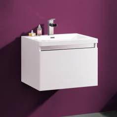 Opal Steel Premium Gloss White 600mm Basin Drawer Unit - Wall Mounted 