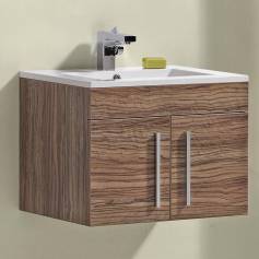 Delamere Light Walnut 600mm Built In Basin Door Unit - Wall Mounted  