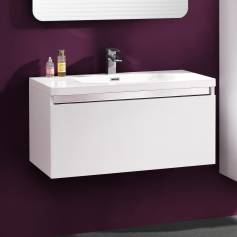Opal Steel Premium Gloss White 900mm Basin Drawer Unit - Wall Mounted 