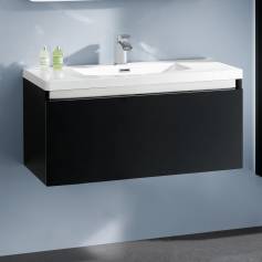 Onyx Steel Premium Gloss Black 900mm Basin Drawer Unit - Wall Mounted 