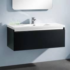 Onyx Steel Premium Gloss Black 1100mm Basin Drawer Unit - Wall Mounted 