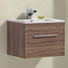 Delamere Light Walnut 600mm Counter Top Basin Drawer Unit - Wall Mounted  