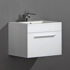 Newlands White Bathroom Sink Units - 600mm Wall Mounted Drawer Unit 