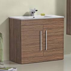 Delamere Light Walnut 900mm Built In Basin Door Unit - Floor Standing  