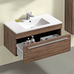 Delamere Light Walnut 900mm Built In Basin Drawer Unit - Wall Mounted  