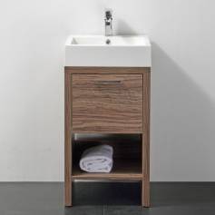 Wooden Bathroom Delamere Light Walnut 450mm Cloakroom Basin Unit - Floor Standing  