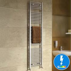 Nancy Thermostatic Chrome Curved Electric Towel Rail Radiator - 1800x450mm 