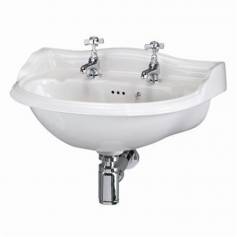 Edward Wall Mounted Cloakroom Basin - Double Tap Hole 