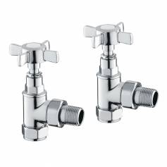Angled Chrome Radiator Valves - Standard 15mm Connection 