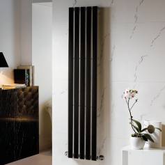 Fuego Gloss Black Flat Panel Vertical Radiator - 1800x376mm 