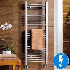 Nancy Chrome Curved Electric Towel Rail Radiator - 1150x450mm  
