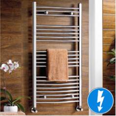 Nancy Chrome Curved Electric Towel Rail Radiator - 1150x600mm  