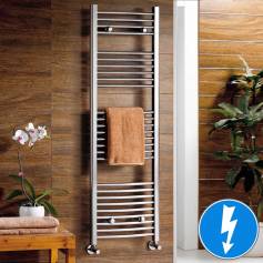 Nancy Chrome Curved Electric Towel Rail Radator - 1450x450mm  