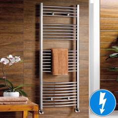 Nancy Chrome Curved Electric Towel Rail Radiator - 1450x600mm  