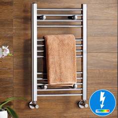 Nancy Thermostatic Chrome Curved Electric Towel Rail Radiator - 700x450mm  