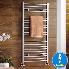 Nancy Thermostatic Chrome Curved Electric Towel Rail Radiator - 1000x500mm  