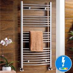 Nancy Thermostatic Chrome Curved Electric Towel Rail Radiator - 1150x600mm  