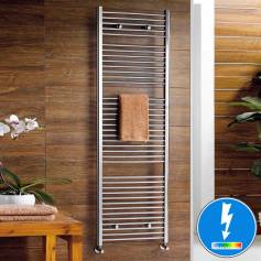 Nancy Thermostatic Chrome Curved Electric Towel Rail Radiator - 1800x600mm 