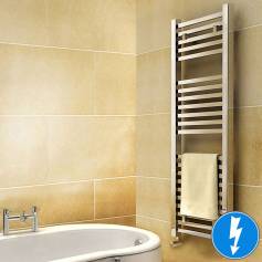 Virginia Chrome Square Tube Electric Towel Radiator - 1200x450mm 