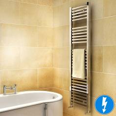 Virginia Chrome Square Tube Electric Towel Radiator - 1600x450mm 