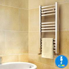 Virginia Thermostatic Square Tube Chrome Electric Towel Radiator - 800x450mm 