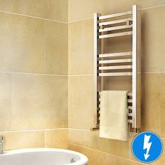 Virginia Chrome Square Tube Electric Towel Radiator - 800x450mm 