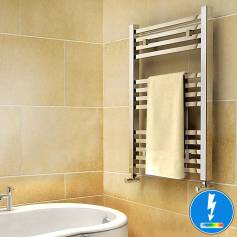 Virginia Thermostatic Square Tube Chrome Electric Towel Radiator - 800x600mm 