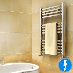 Virginia Chrome Square Tube Electric Towel Radiator - 800x600mm 