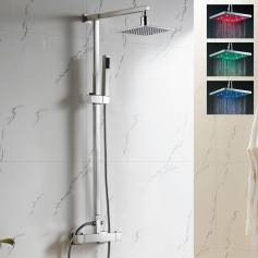 Designer Showers - Exposed Kit with 195mm Square LED Head &amp; Hand Held 