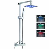8" LED Square Shower withSquare Hand Held and Riser Rail 