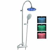 8" LED Round Shower with Multi-Function Hand Held and Bracket 