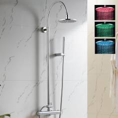 Designer Showers - Exposed Kit with 200mm Round LED Head &amp; Hand Held 