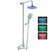 8" LED Round Shower with Multi-Function Hand Held and Bracket 
