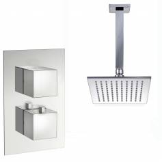 Tugela Thermostatic Shower Mixer Kit with 195mm Square Head 