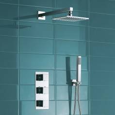 Sipi Mixer Shower - Thermostatic Kit with 195mm Square Head &amp; Hand Held 